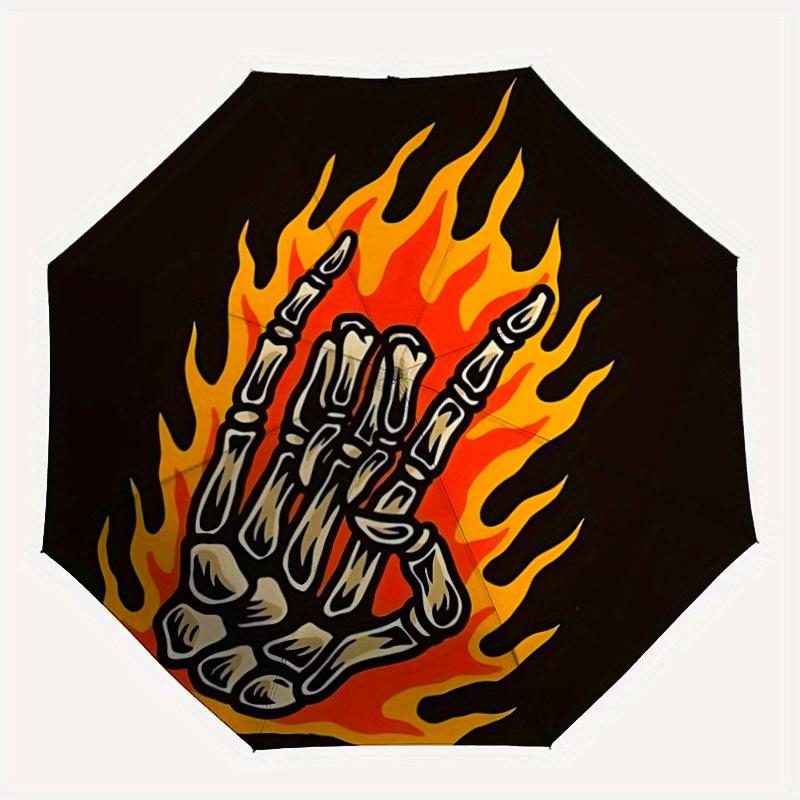 

1pc Skeleton Flames Automatic Open/close Folding Umbrella, Compact Portable Travel Umbrella,Cute Umbrella, Durable Construction yy250804044