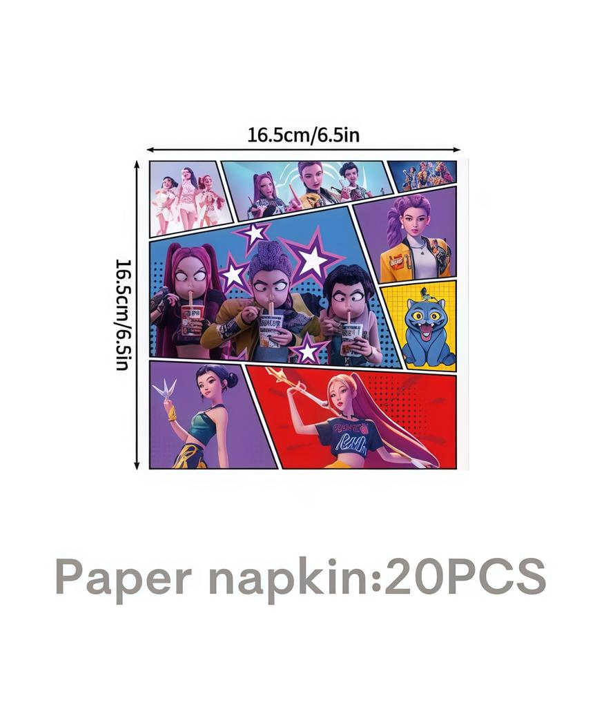 K Pop Łowcy Demonów Dekoracja Urodzinowa Naczynia kpop Łowca Demonów Talerze Serwetki Urodzinowy Obrus Baby Shower Upominki na Imprezę