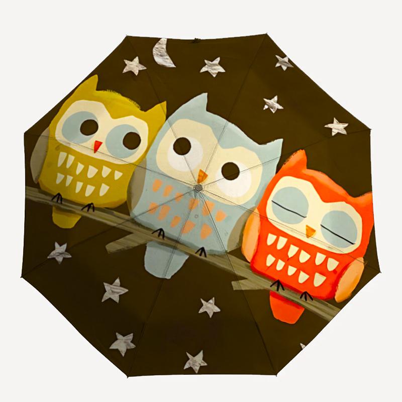 

1pc Owl Night One Umbrella And a Plastic Handle, Compact And Stylish, with a Vibrant Cartoon Pattern, Perfect for All Seasons, Home, Travel