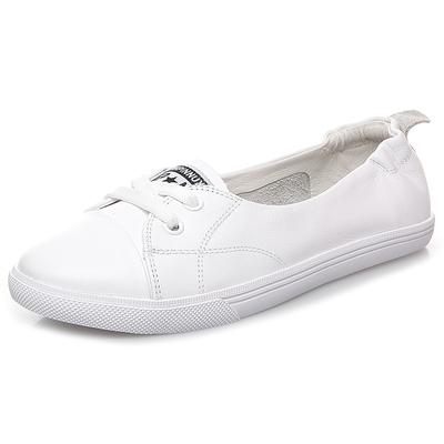 Shoes For Women Sneakers Spring Summer Genuine Leather Simple Flats Student Slip -On Casual Shoes Maternity Shoes Plus Size 42