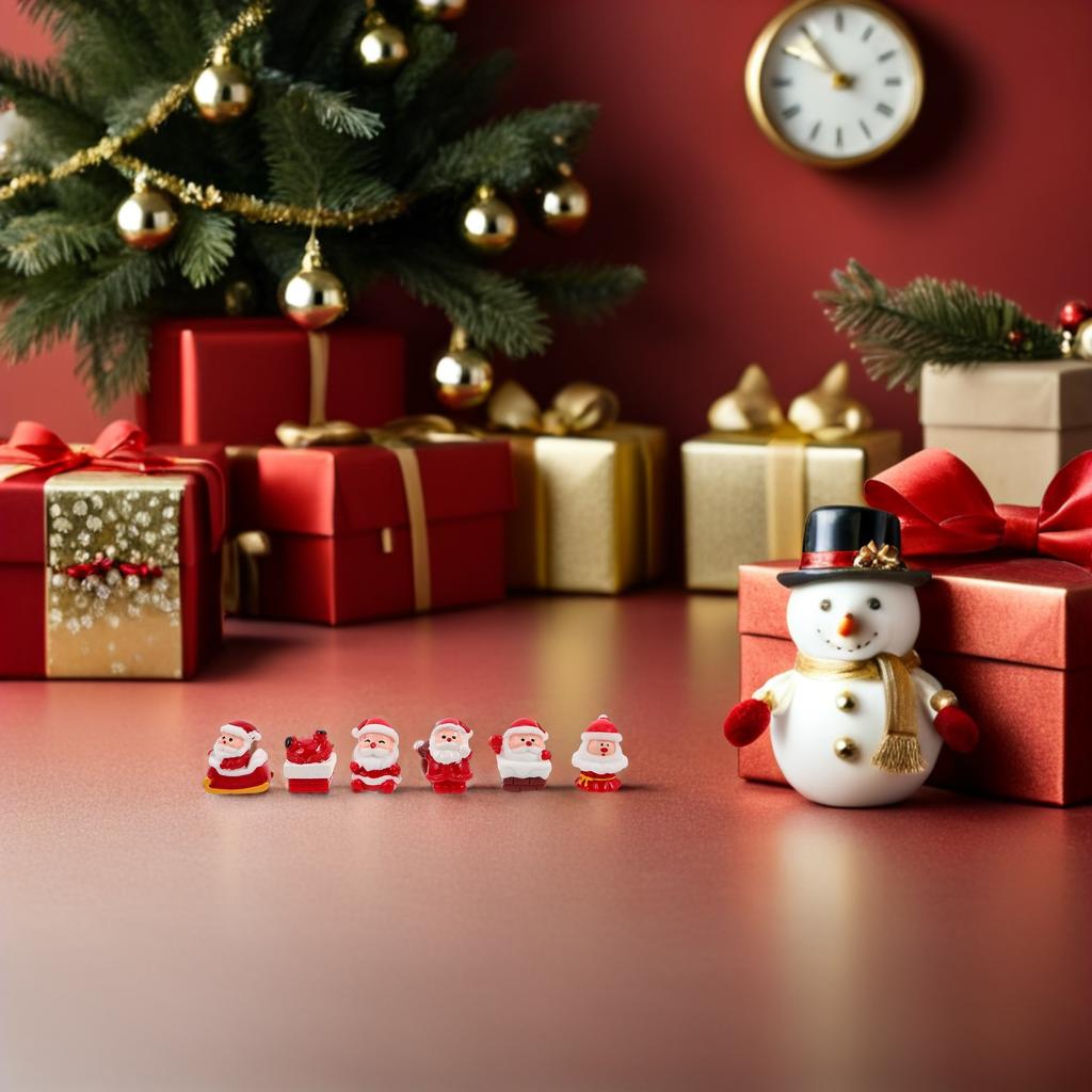 12Pcs Resin Santa Claus Christmas Decorations Miniature Xmas Tabletop Decor DIY Holiday Craft Ornaments Festive Home Office
