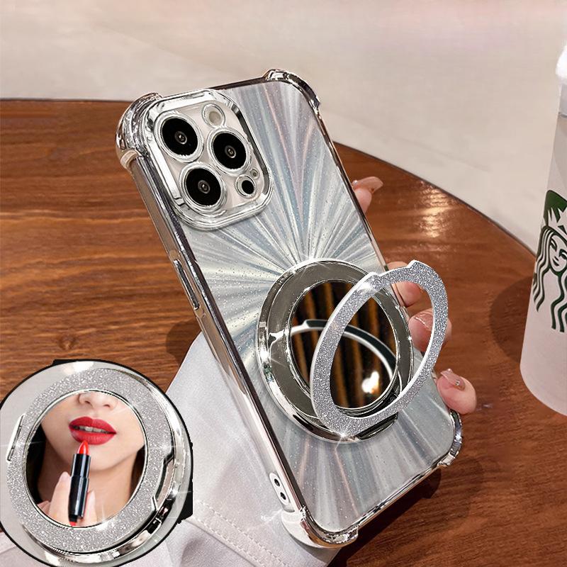 

Mirror Rotary Fulcrum Bracket Suitable for Apple 16 Mobile Phone Case 13promax Electroplated Anti-fall 15 Bracelet 14 Simple iPhone 7 Plus/8 Plus