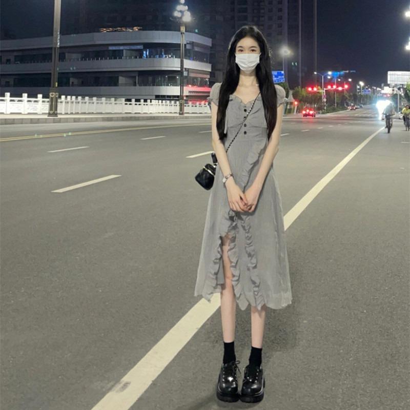 

YYFS женские модные летние весенние однотонные повседневные платья с короткими рукавами и v-образным вырезом и высокой талией XXL