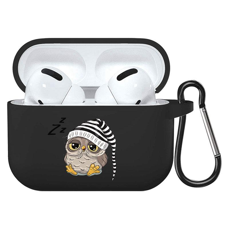 קריקטורה חמוד חיות מחמד כלב חתול בעל חיים ינשוף צמח פרחי אפל עבור אפל AirPods 2 3 כיסויי אוזניות חסינות זעזועים שחורות AirPods Pro Funds Cover