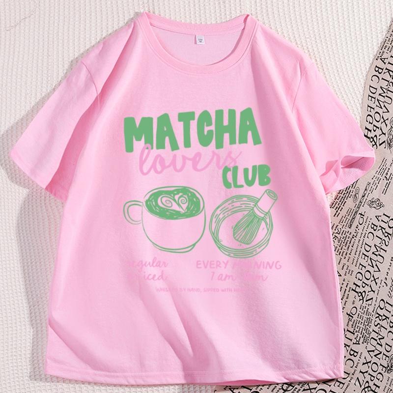 Matcha Lovers Club Tee Oversized T Shirt Cafe Aesthetic Graphic Tee Funny Tea TShirt for Men Women Streetwear