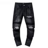 ZYLLO Fashion American High Street Hole & Patch Trendy Retro Straight Ami Denim Pants