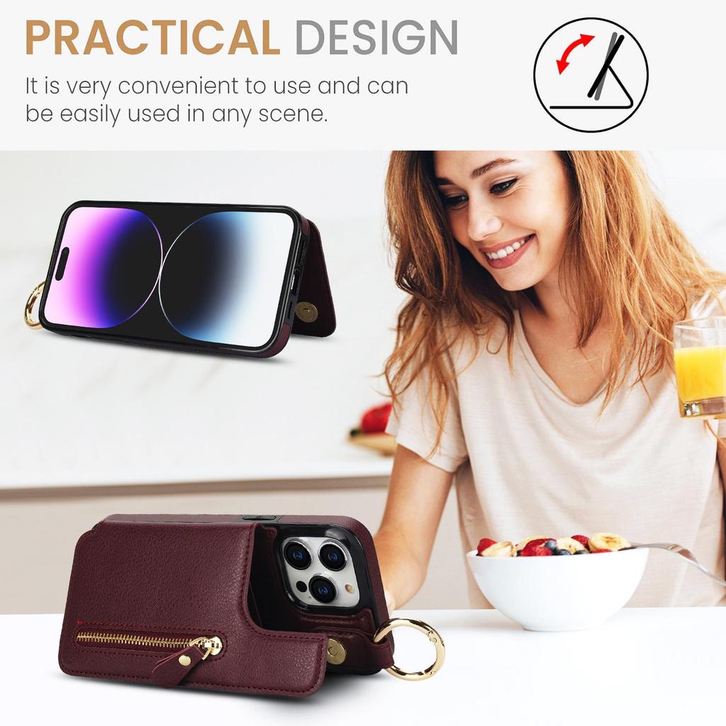 iPhone 15 Leather Case: Multifunctional Wallet & Protective Apple 14 Pro Max Case