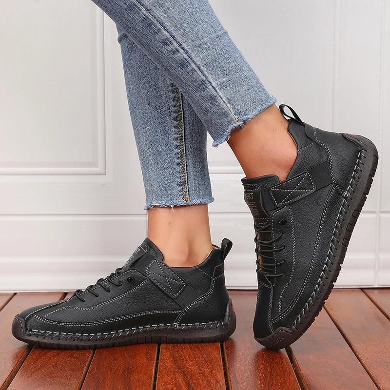 Botas de Mujer Mediados de Verano Estilo Británico Retro Antideslizantes Zapatos de Trabajo Diseño de Moda Mocasines de Pareja