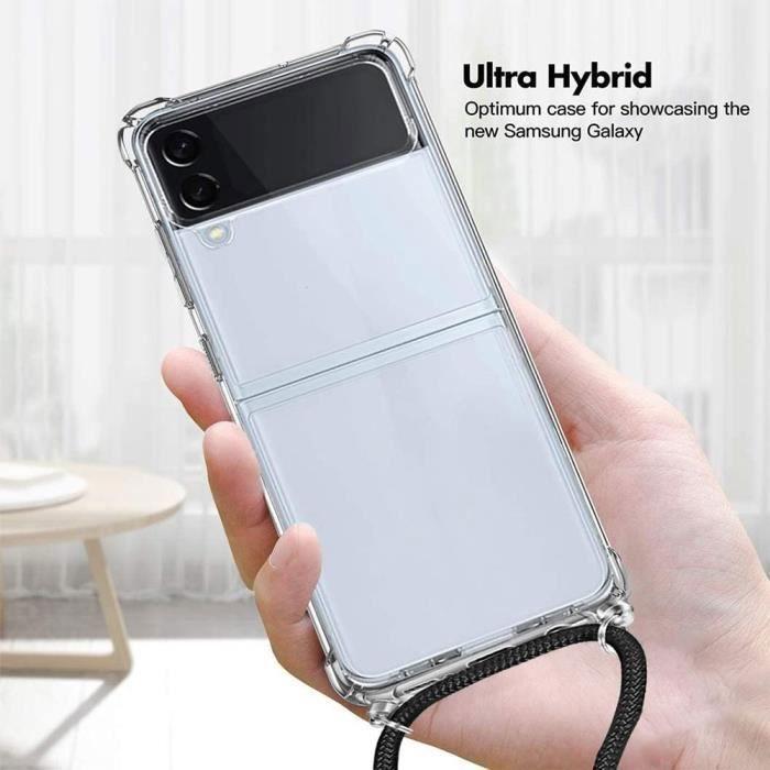 Coque de protection - BOOLING - pour Samsung Galaxy Z Flip 3 5G - Souple - Transparent/Turquoise - Anti-rayures