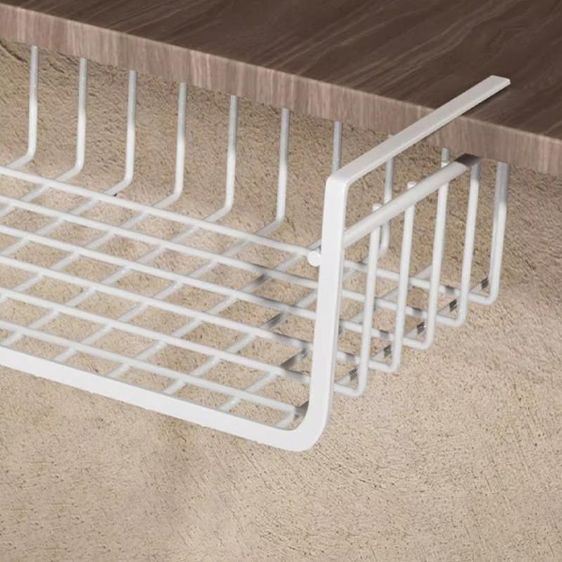 1Pc White/Black Hanging Net Basket Iron Material Large Capacity Hanging Under Cabinet Wall Wardrobe Storage Basket Kitchen Tools