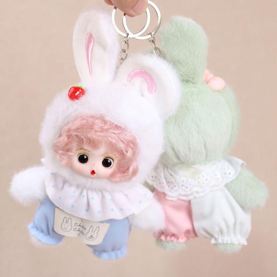 Plush Keychain Pendant Vinyl Face Doll Shape Compact Size Portable Key Chain Bag Decor Key Holder Backpack Ornament
