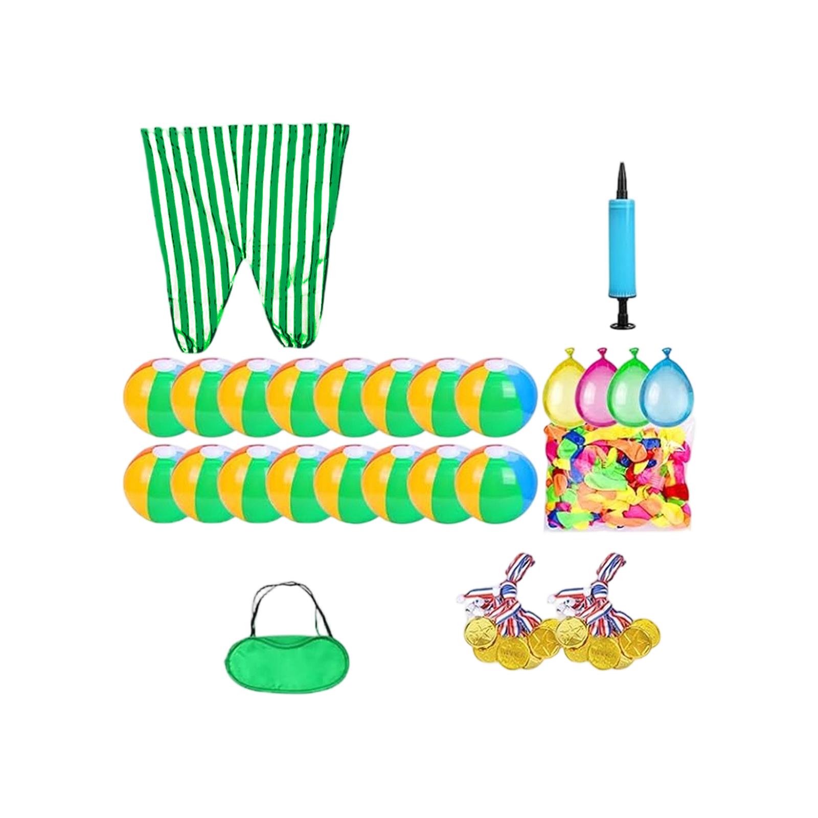 

Water Balloon Game Set with 100 Balloons and Pump for Outdoor Garden Activities Includes Target Pants and Gold Medal Necklaces for Group Play зелёный