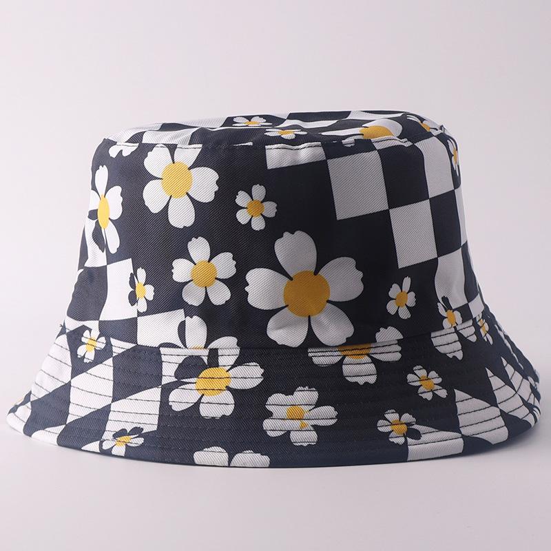 Digital printing small edge bucket hat spring and summer double-sided can wear outdoor sunshade basin hat spot