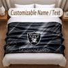 Las Vegas Raiders Printed Flannel Blanket Custom Name Text Soft Warm Throw For Bedroom Holiday Gift