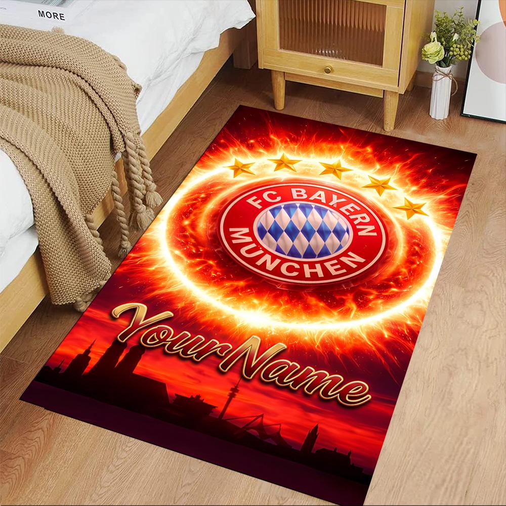 Bayern Munich Personalized Name Area Rug Perfect for Dormitory Hallway Balcony Playrooms Antislip Carpet Anime Office Decor Wedding Party Gift