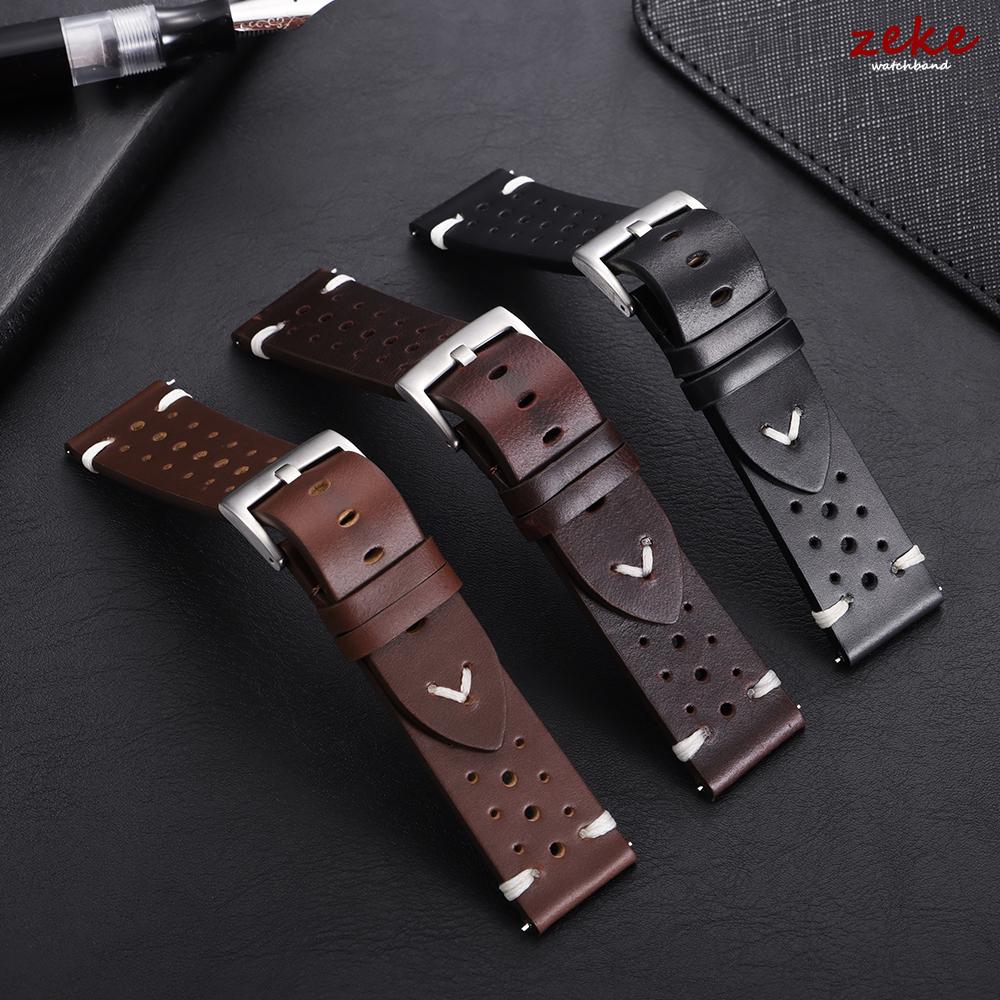 Premium Vintage Genuine Leather Strap Men Women Universal Cowhide WatchBand 20mm 22mm Breathable Bracelet Brown Sport Wrist Belt