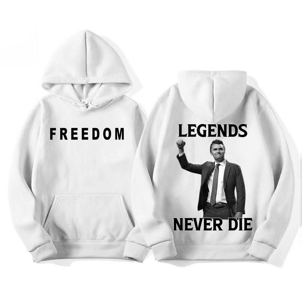 Legends Never Die Charlie Kirk Fall/Winter 2025 100% Printed Cotton Hoodie Men's Fashion Trend Streetwear Sweater Loose