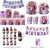 K Pop Demon Hunters Party Paper Plates Cups Napkins Set With Balloons For Birthday Celebration