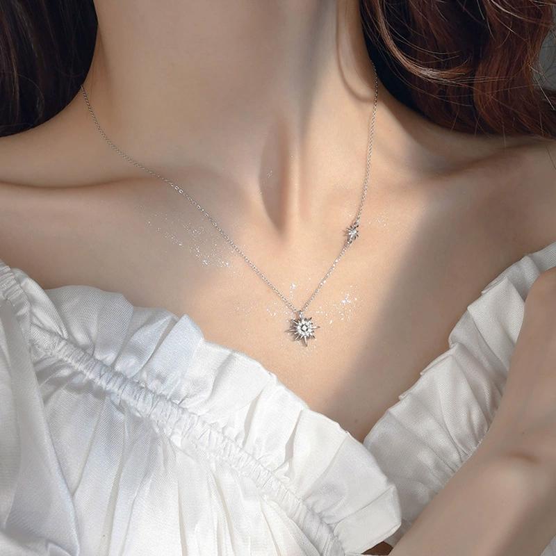 Tezzc Moissanite Lab Diamond Pendant Necklace for Women Men 925 Sterling Silver Sun Flower Party Fine Jewelry Wholesale
