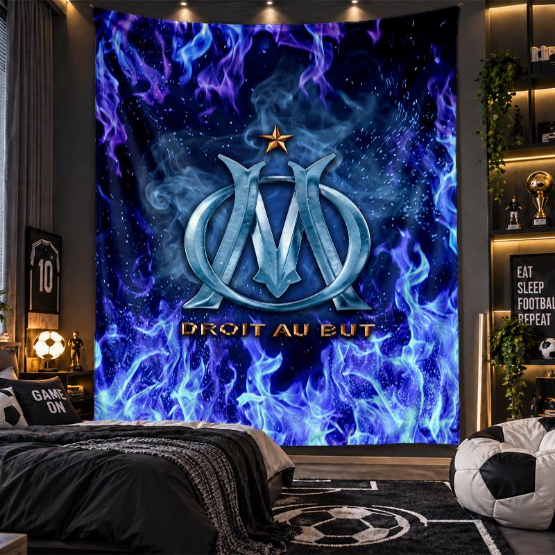 Wall Hanging Tapestry Olympique Lyonnais FC Print Cloth for Living Room Bedroom Home Decor