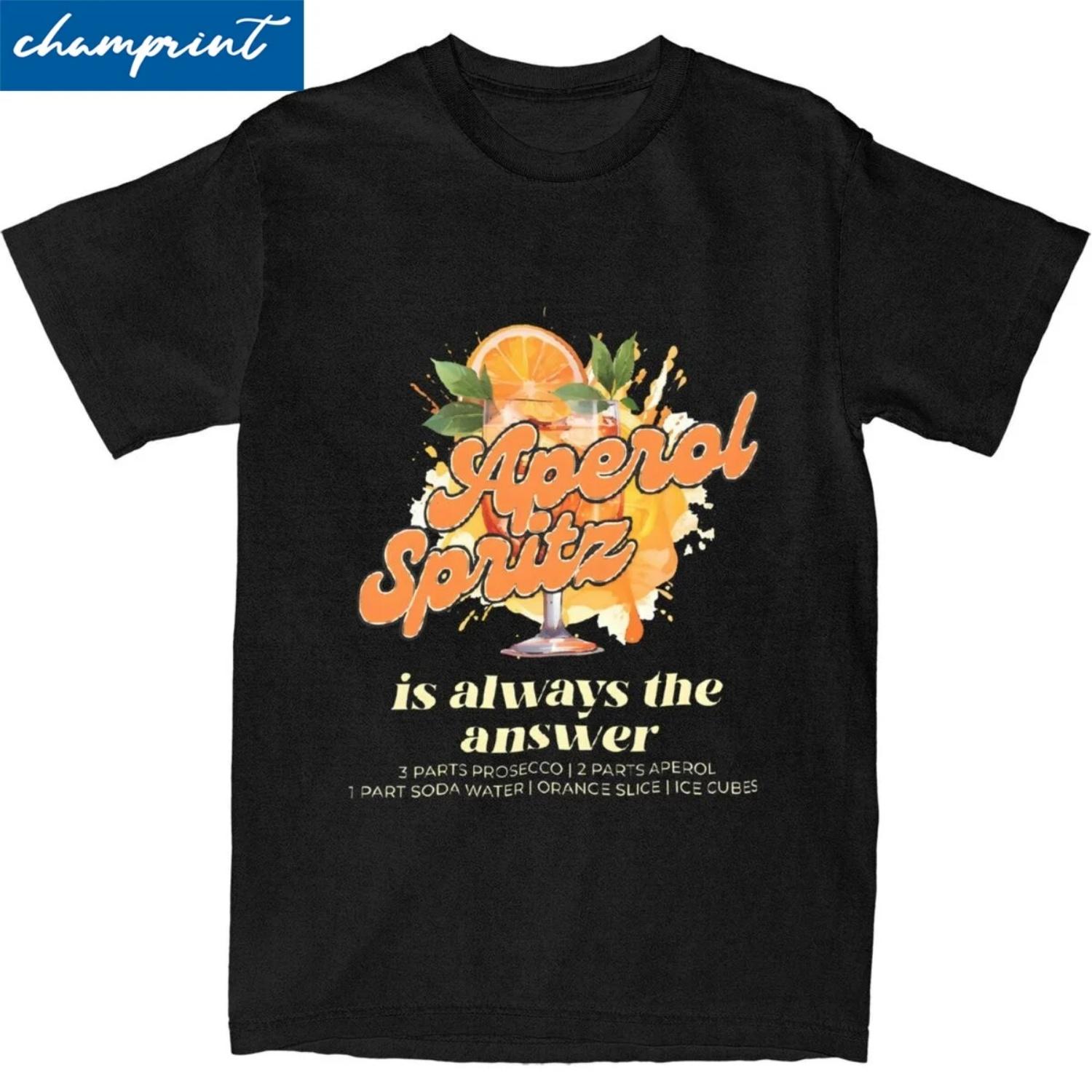 Harajuku Aperols Spritz Is Always The Answer T Shirt Unisex Crewneck Short Sleeve Clothing Cotton Summer Top Tee S
