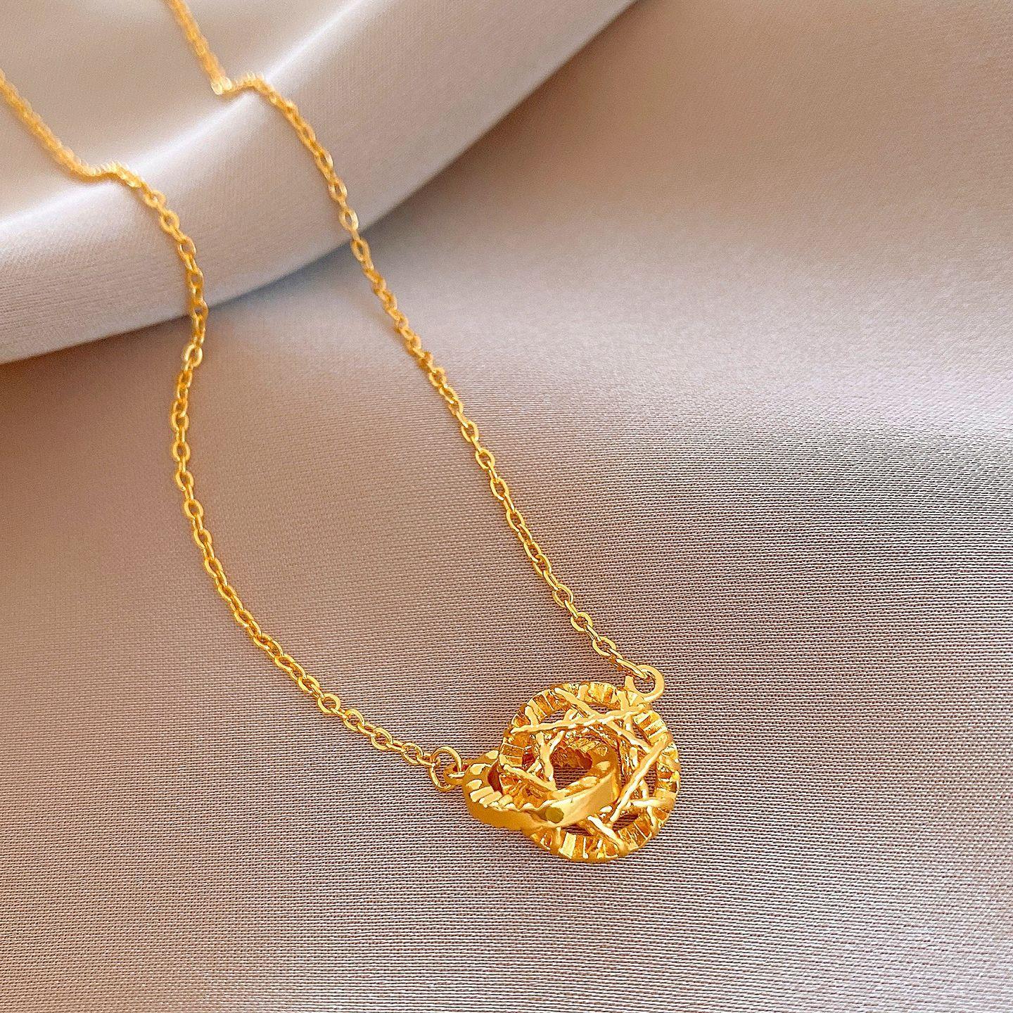 24-каратное гальваническое покрытие круглая полая подвеска ожерелье темпераментная цепочка на ключицу item decoration легкая роскошь