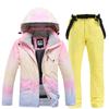 Set da Sci Invernale da Donna Impermeabile Antivento Giacca da Sci + Set di Pantaloni Caldi Ispessiti