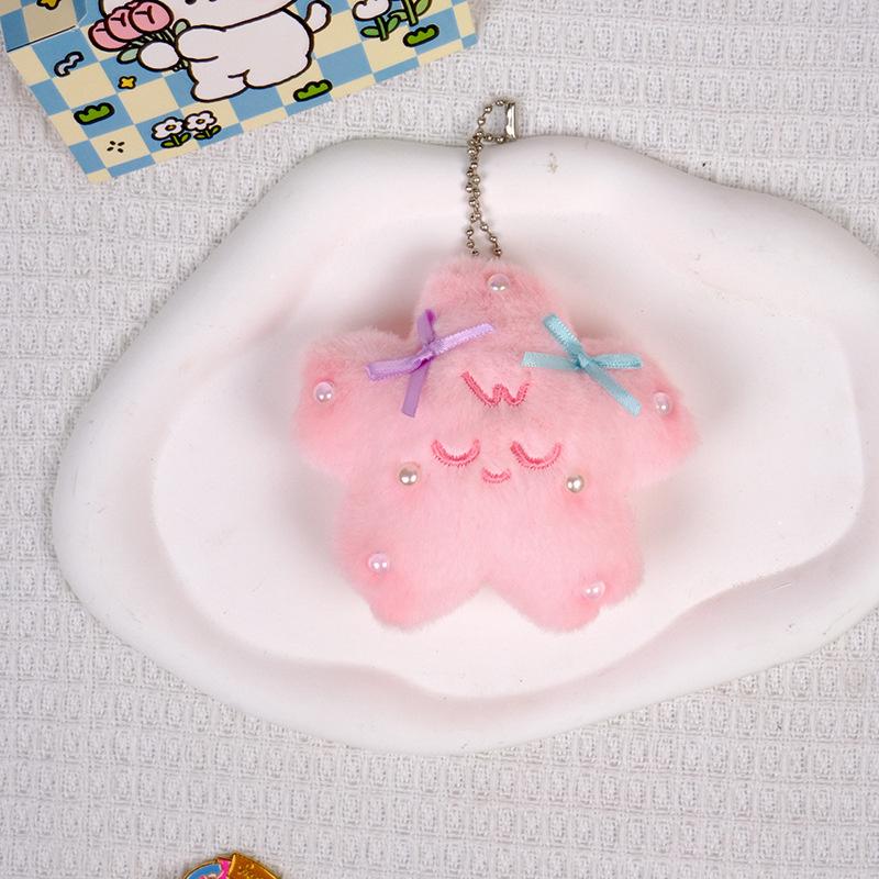 Squeezing Bow Pink Siamese Cat Kapibala Star Pendant Keychain Doll Plush Doll Accessories