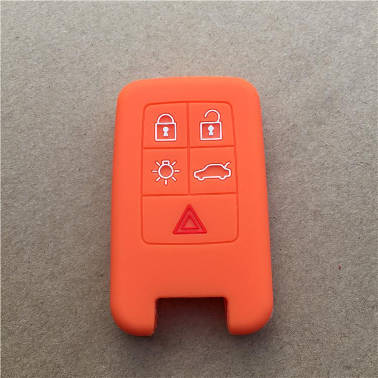 

Silicone Car Key Cover Case For Volvo XC60 S60 2012 Car Key 5 Button Remote key Auto Keychain Protection Accessories Ring помаранчевий