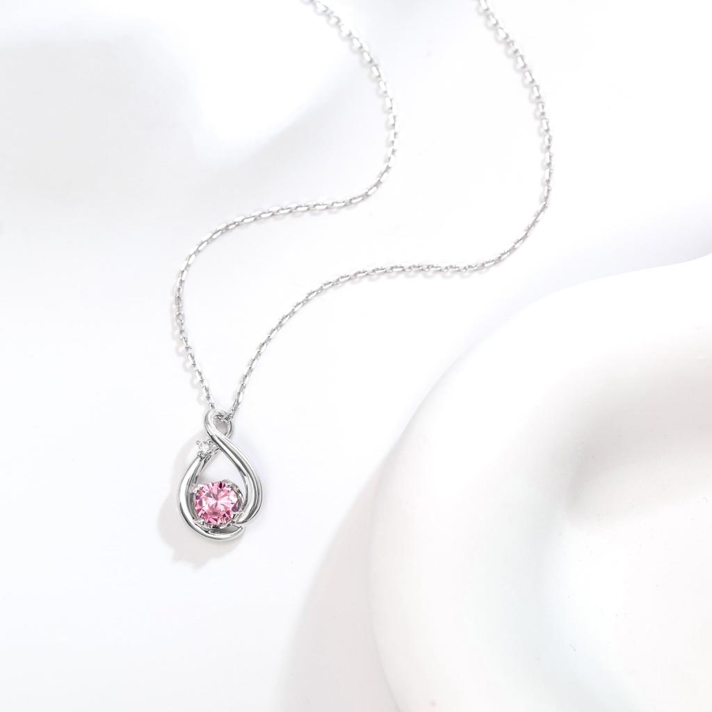 Necklace for pink tourmaline 925 hypoallergenic October perfect as a gift for women in their 20s [FH.bird] women, popular, rust-proof, [eternal love],