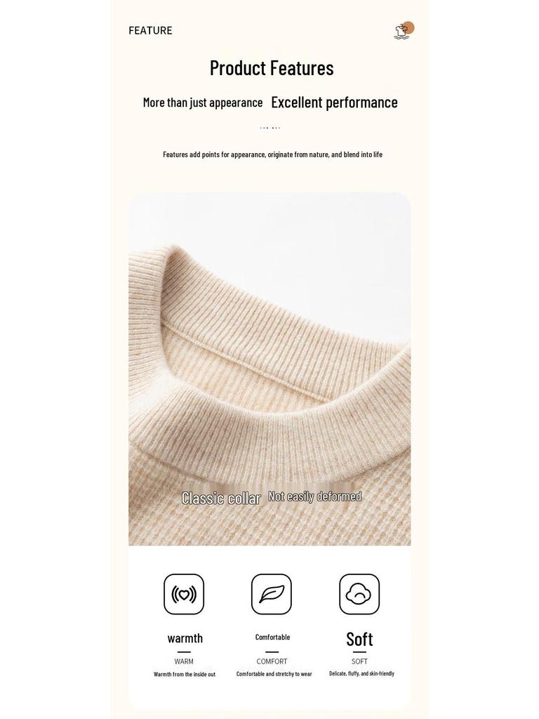 Yiliteng Men's Waffle Knit Round Neck Sweater
