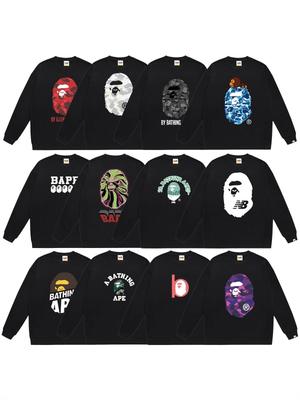 BAPE Ape Head Unisex Printed Hoodie - Trendy Autumn/Winter Hip Hop Style
