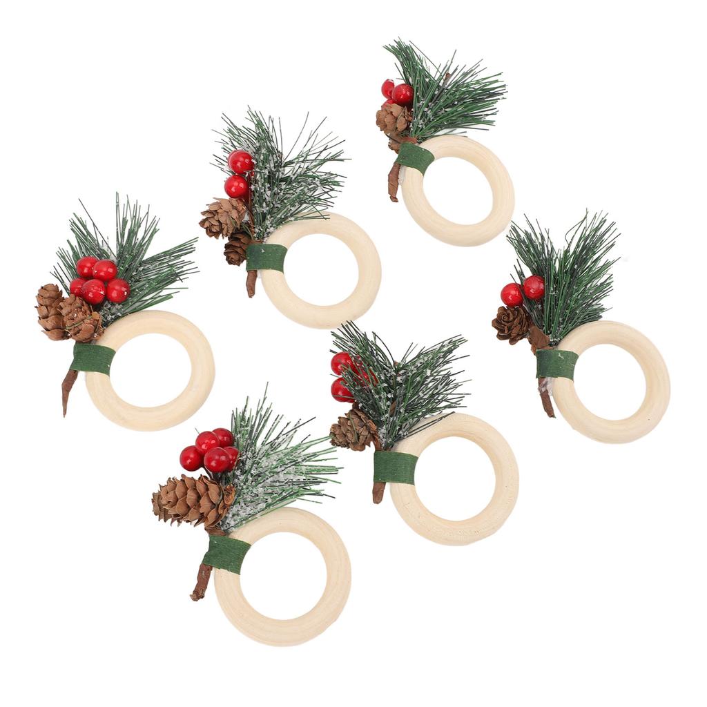 6pcs Pine Cone Napkin Ring Xmas Table Decoration Pine Cones Xmas Napkin Holder for Xmas Wedding Birt