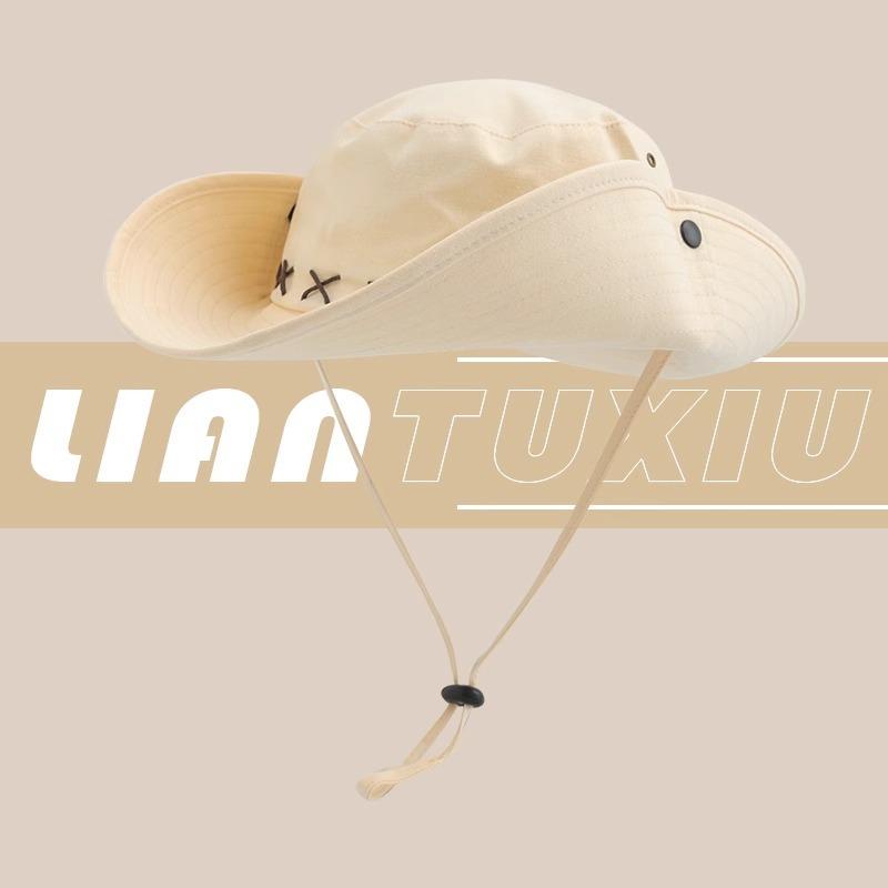 Mountaineering Hat Retro Western Cowboy Hat Children Summer Outdoor Sun Protection Visor Hat Big Brim Bucket Hat Men