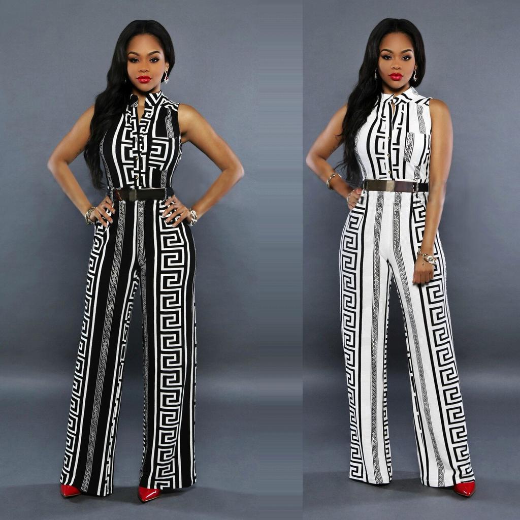 Женский комбинезон без рукавов с v-образным вырезом и принтом, длинные ...