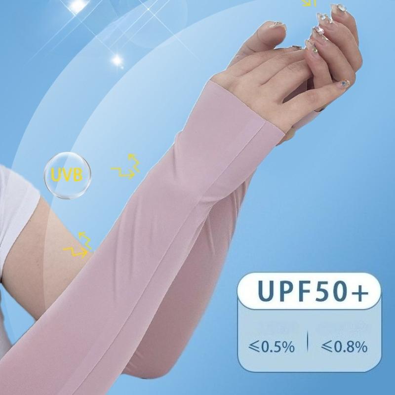 Women Ice Silk Sun Protection Arm Sleeves UV Protection Cooling Breathable Seamless Sun Sleeves for Cycling Outdoor