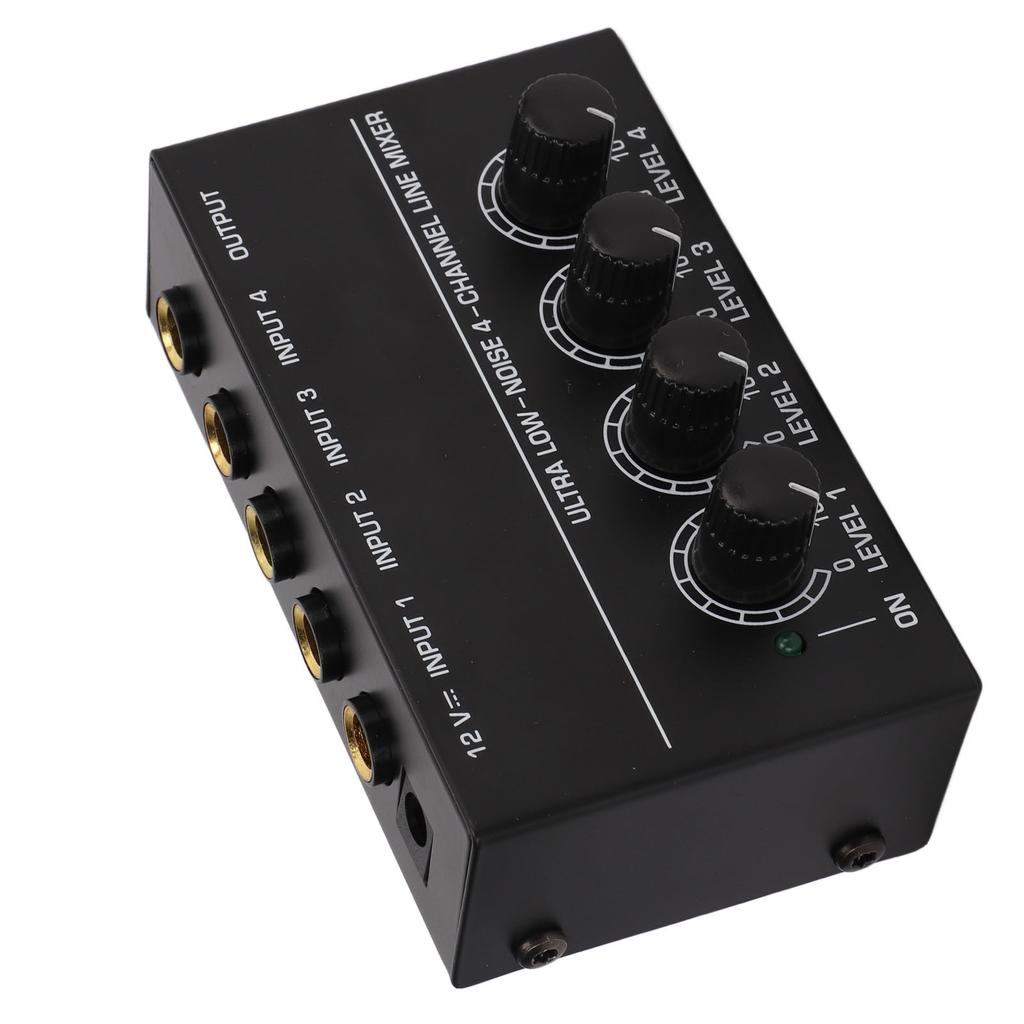 4 Channel Line Mixer Ultra Low Noise Mono Analog Audio Mixers 1 4in TS