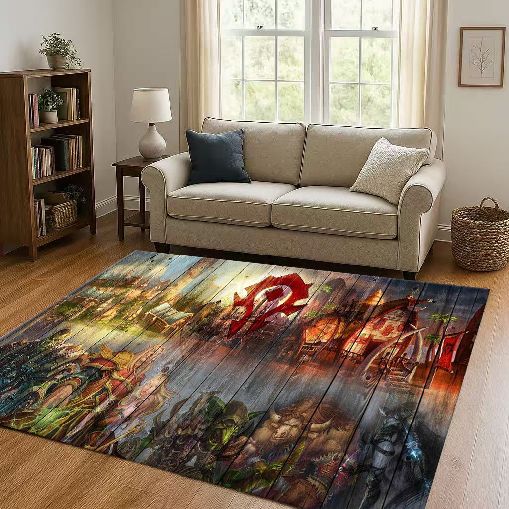 3D WOW World of Warcraft Game Demon Hunter Arthas Living Room Non Slip Area Rug Carpet for Bedroom Playroom Sofa,Home Doormat
