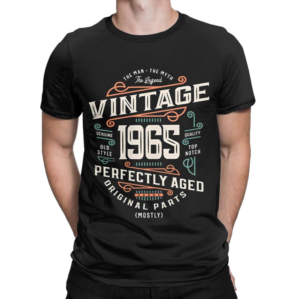 60 Years Old Vintage 1965 T Shirt Men's  Cotton Casual T-Shirt O Neck  Tee Shirt Short Sleeve Clothes Party