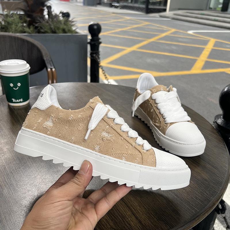 Flat-soled denim bread shoes lightweight soft-soled non-slip men s shoes autumn board shoes casual 38
