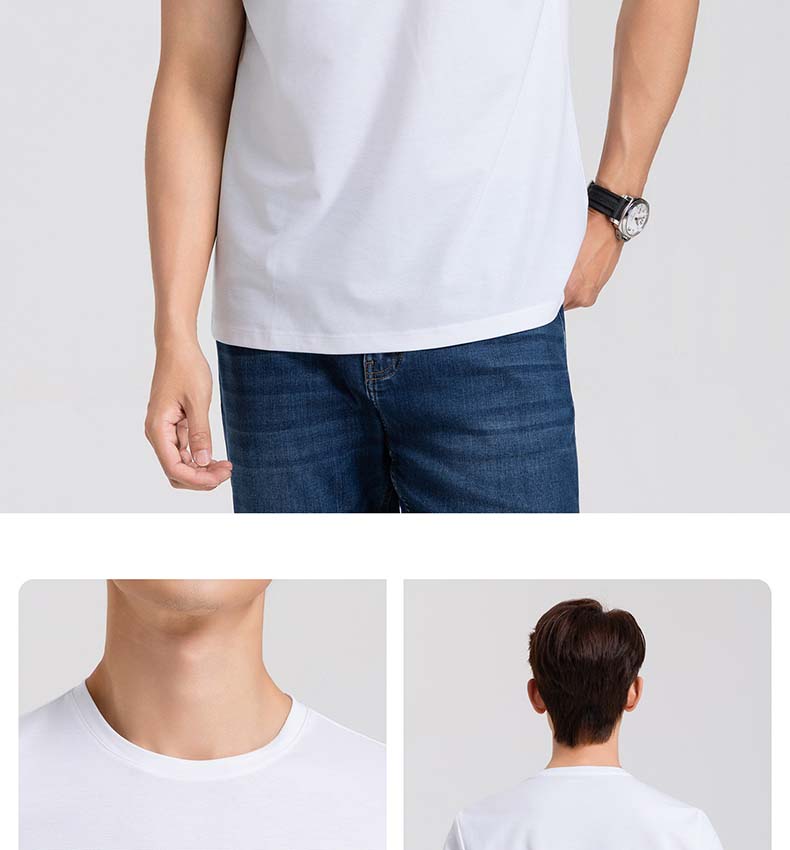 [Versatile Round Neck] Langdeng Men's Spring/Summer New Collection Long Staple Cotton Skin Friendly Breathable Round Neck Short Sleeve T-shirt