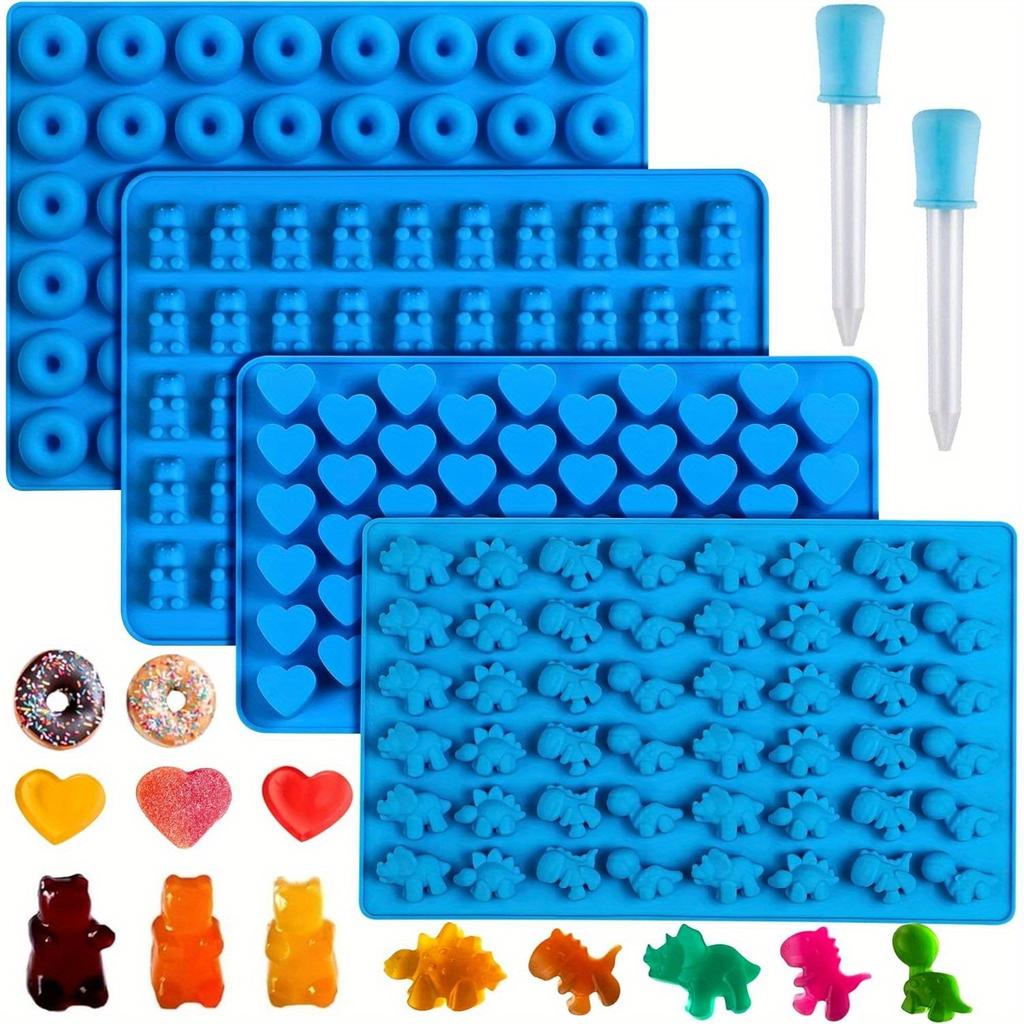 Gummy Bear Molds Silicone Mini Chocolate Candy Mold Including Dinosaur Bear Hearts Donut Fruit Shape Candy Silicone Moulds