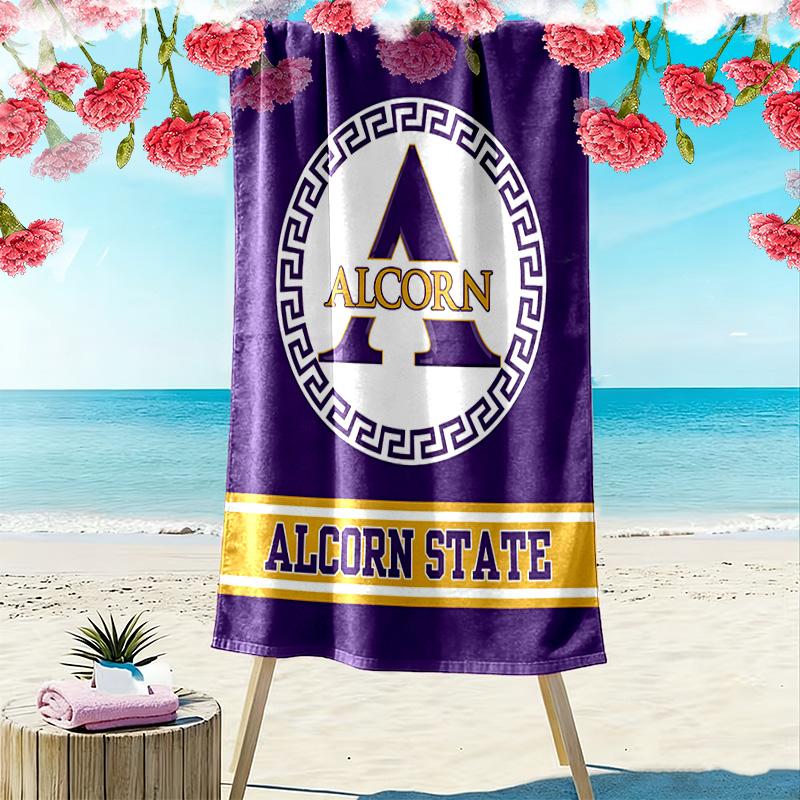 Alcorn State Braves Print Beach Towel, Large Soft Quick Dry Towel for Beach Camping Swimming