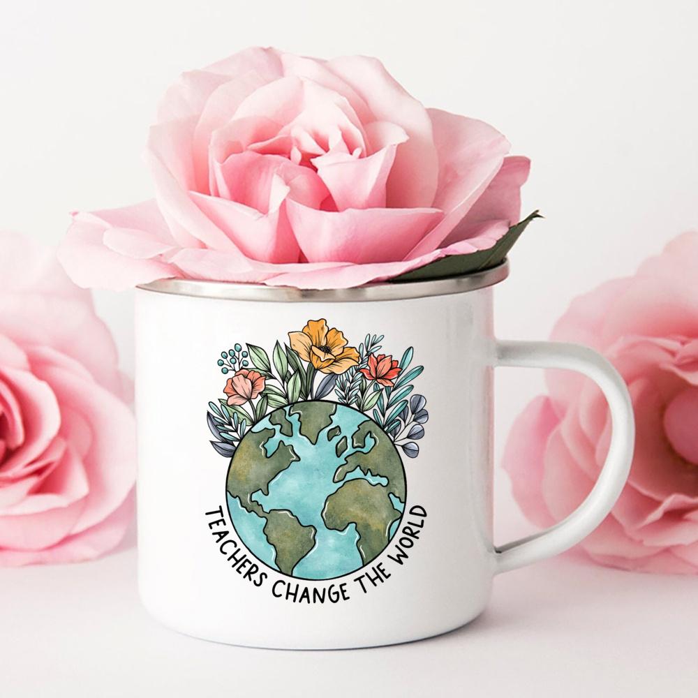 Camping Mug Coffee Teacher Change The World Print Mugs Personalized Gift Original Breakfast Cups to Sublimate Stainless Cup Beer