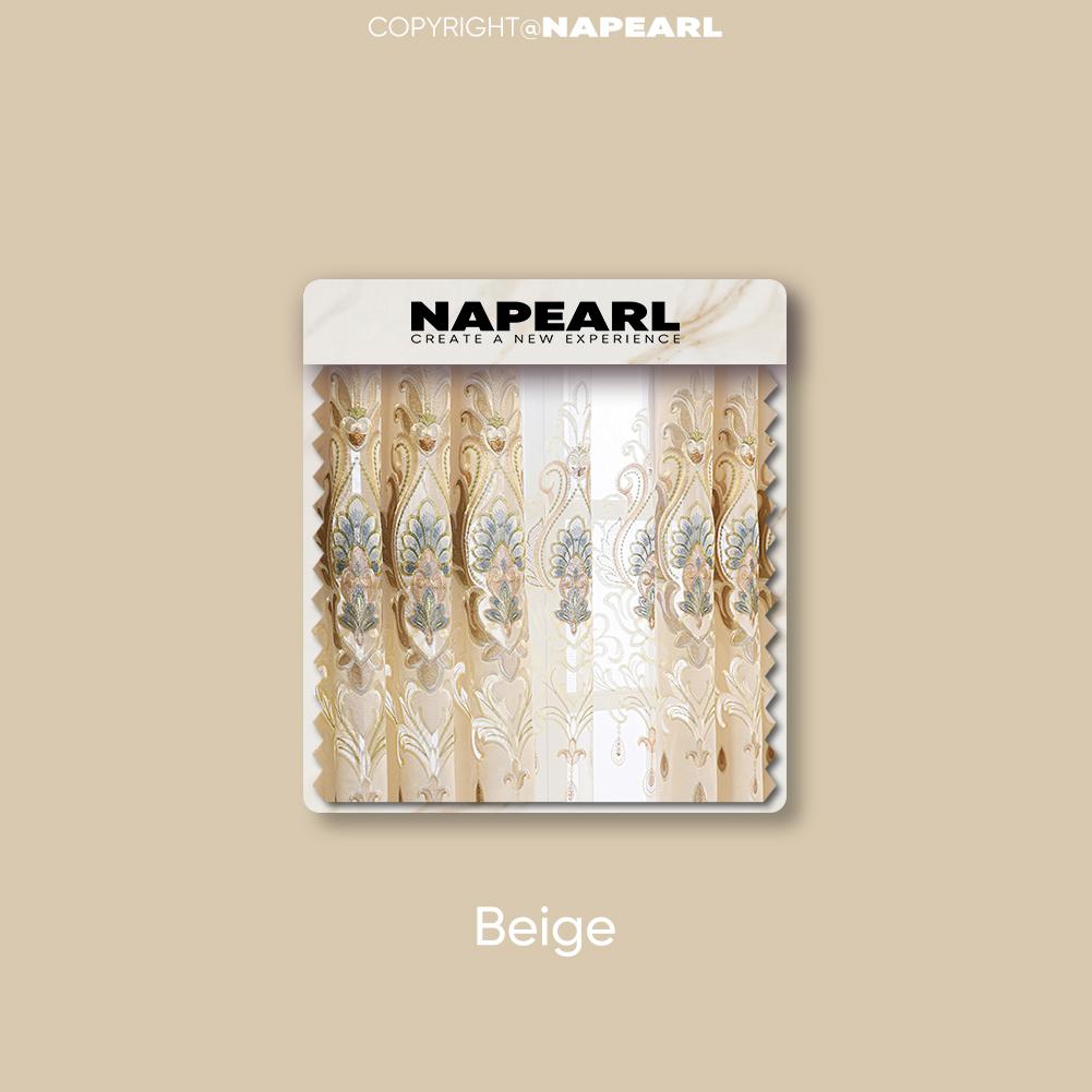 

1 шт. NAPEARL, европейские роскошные выдалбленные шторы с вышивкой, тонкие марлевые шторы для гостиной, спальни, домашний декор Blackout-300x260cm бежевый