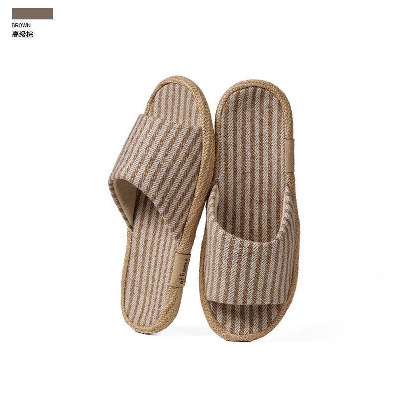 

Retro Japanese cotton and linen slippers women s summer home non-slip soft bottom non-smelly feet home fabric spring and autumn four seasons men 42/43