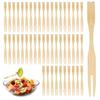 100 Stück Bambus Obstgabeln Einweg Dessert Cocktailgabeln Restaurant Geschirr Charcuterie-Platten