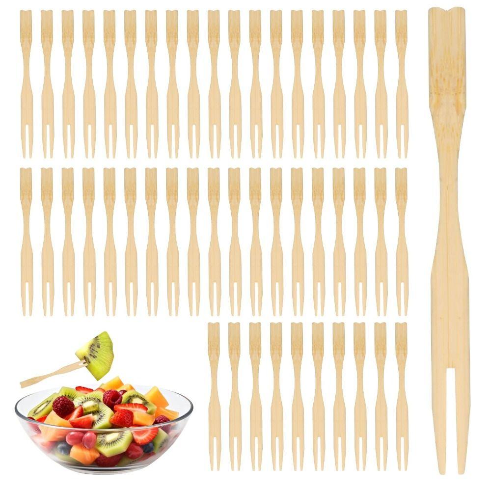 100Pcs Mini Size Fruit Forks Bamboo Restaurant Tableware Sandwiches Appetizer Forks Household Use
