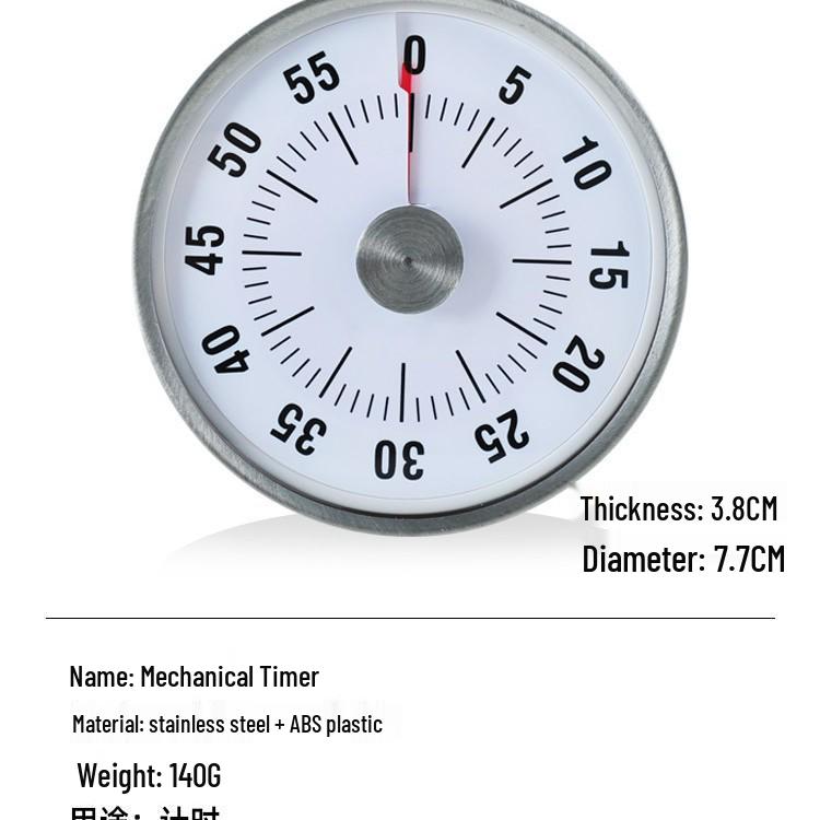 Magnetic Round Mechanical Kitchen Timer for Baking & Cooking