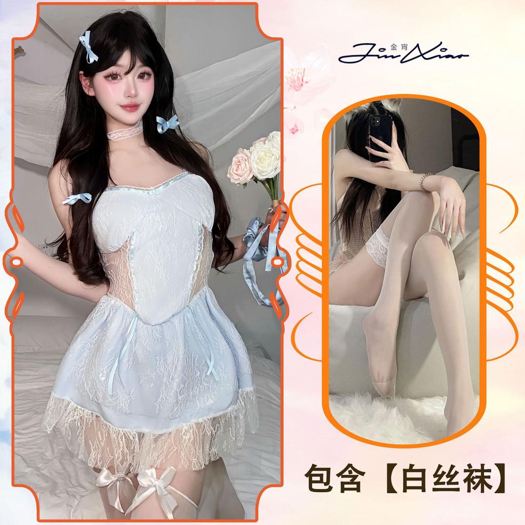 Sexy underwear, sexy suspender dress, women's clothing, sweet and pure lace, hollow and thin tutu skirt